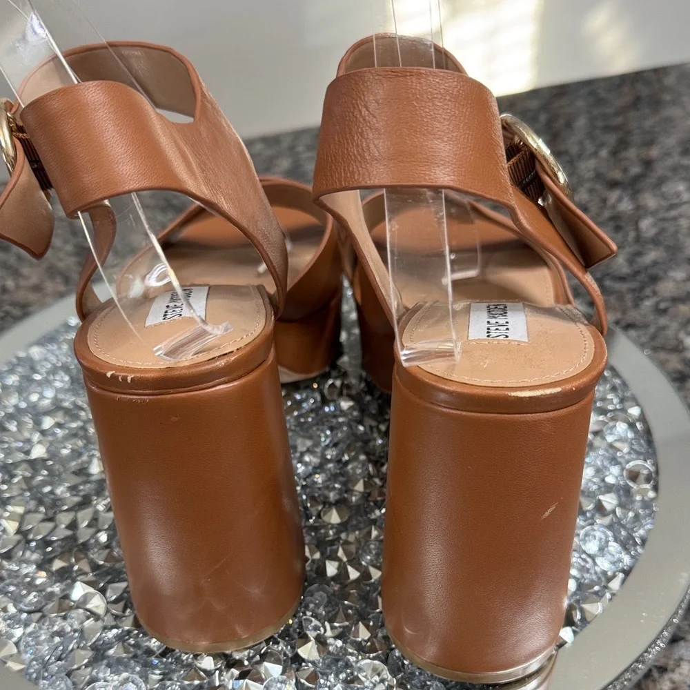 Steve Madden Elkins leather Tan Platform Sandals NEW 11